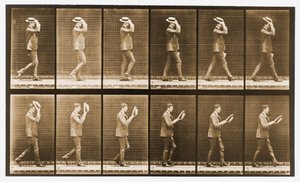 Image sequence of a man with a hat walking, 
